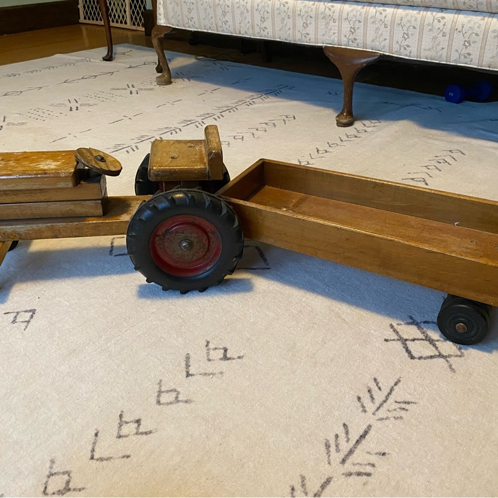 Classic Wooden Toy Tractor and Trailer